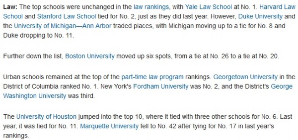 New york university us news and world report ranking