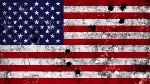 flag with bullet holes