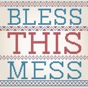 Cross Stitched Bless This Mess Decoration With Border Design