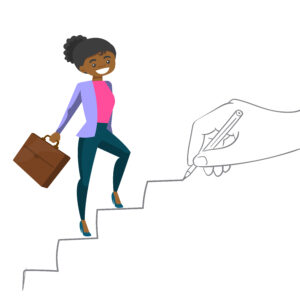 Create your own path ladder Diversified woman Young businesswoman climbing the career ladder