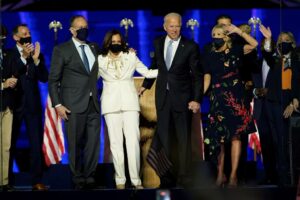 On A Historic Night, Vice President-Elect Kamala Harris And Dr. Jill Biden Represent American Fashion