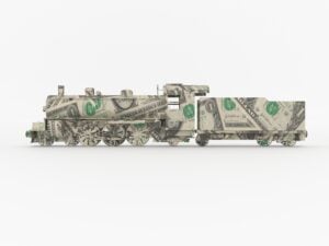 money train Dollar steam engine symbolizing the power of money
