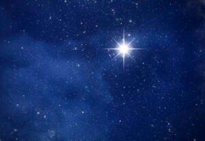 Amazing Polaris in deep starry night sky, ،e with stars