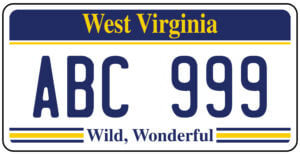 vehicle licence plates marking in West Virginia, in the United States of America