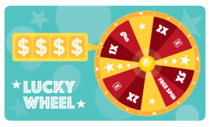 Lucky wheel flat illustration vector text is outlined