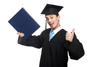 Graduated student man with diploma