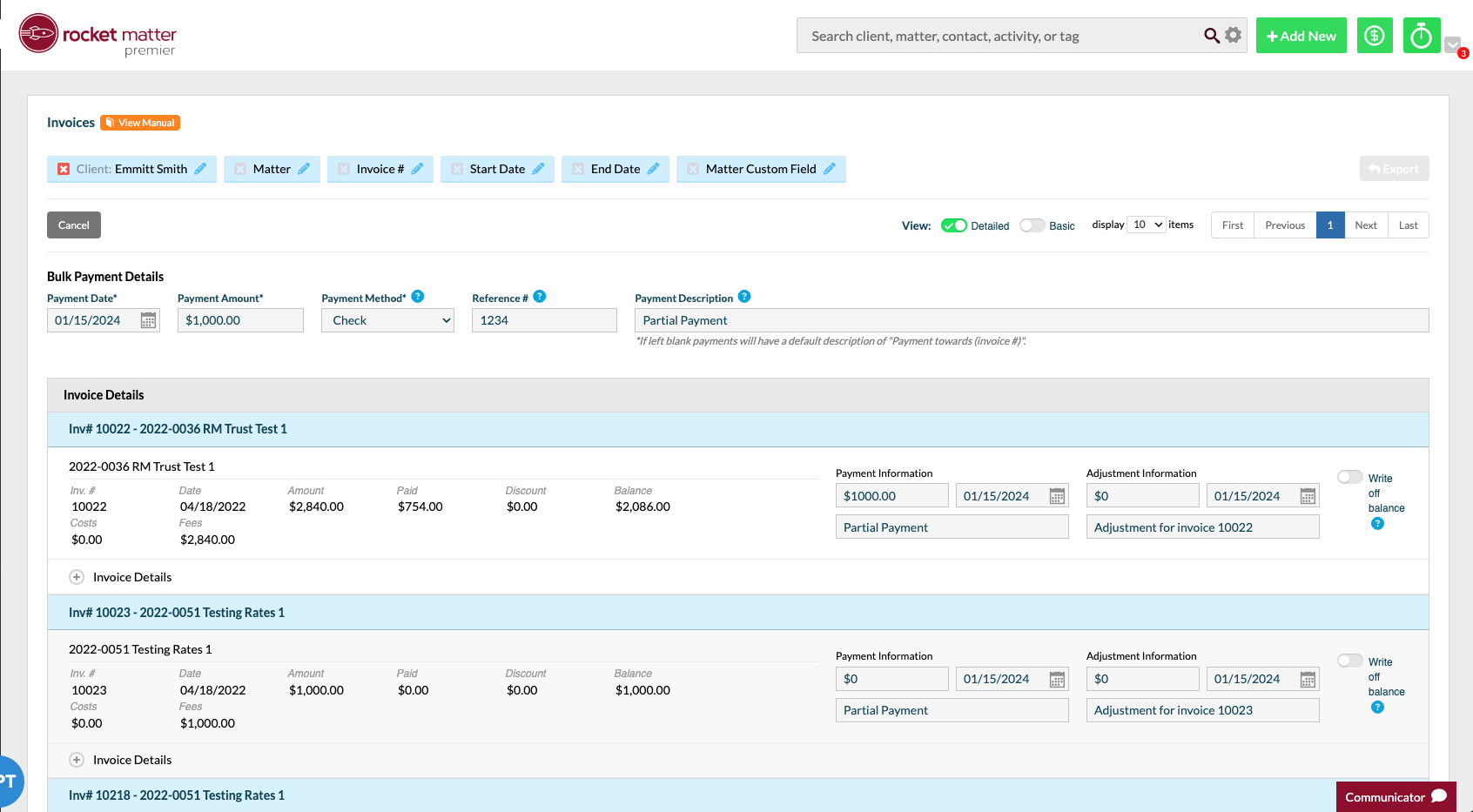 Figure 2 Consolidated Bulk Invoice Page