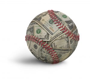 Moneyball, a baseball composited with U.S. money