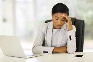 stressed african businesswoman