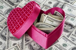 money in heart box