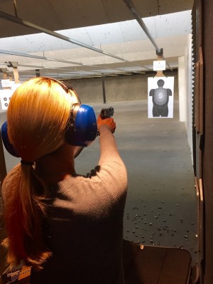Allison Peryea at the shooting range.