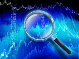 stock market data magnifying glass