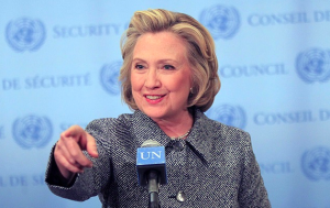 Hillary Clinton pointing