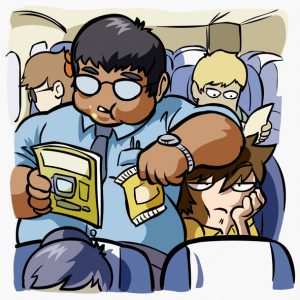 People traveling in an airplane