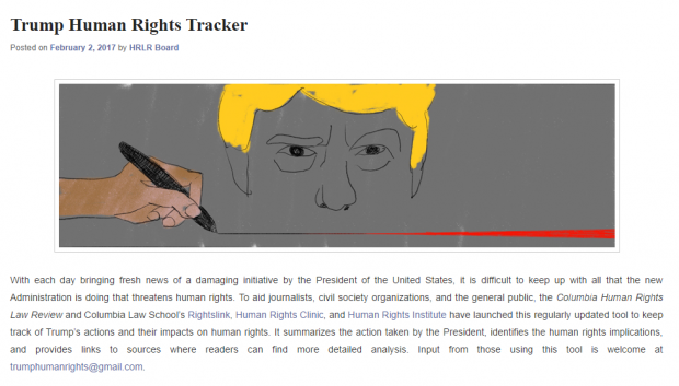 Columbia's site tracks human rights issues. 