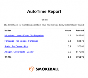 Smokeball - Autotimereport