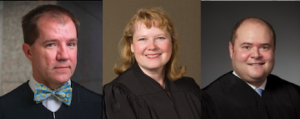 Left to right: Justice Don Willett (Texas); Justice Allison Eid (Colorado); and Justice David Stras (Minnesota).