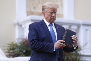 Trump visits church across from White House that was hit by fire