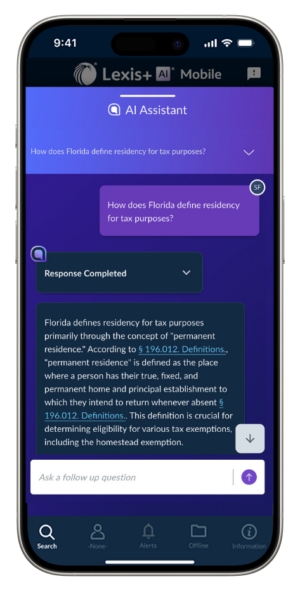 Lexis+ AI Mobile App Ask