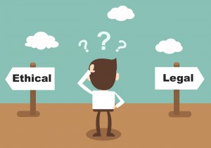 Ethical and Legal - businessman confused Standing at the crossro
