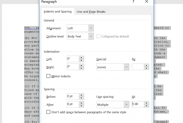 spacing
