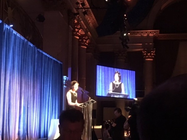 Michelle K. Lee, director of the U.S. Patent and Trademark Office, accepting the AABANY Women's Leadership Award.