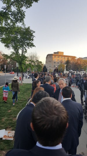 The line to enter the courtroom at One First Street for oral argument in United States v. Texas.