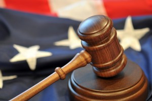 gavel with American flag
