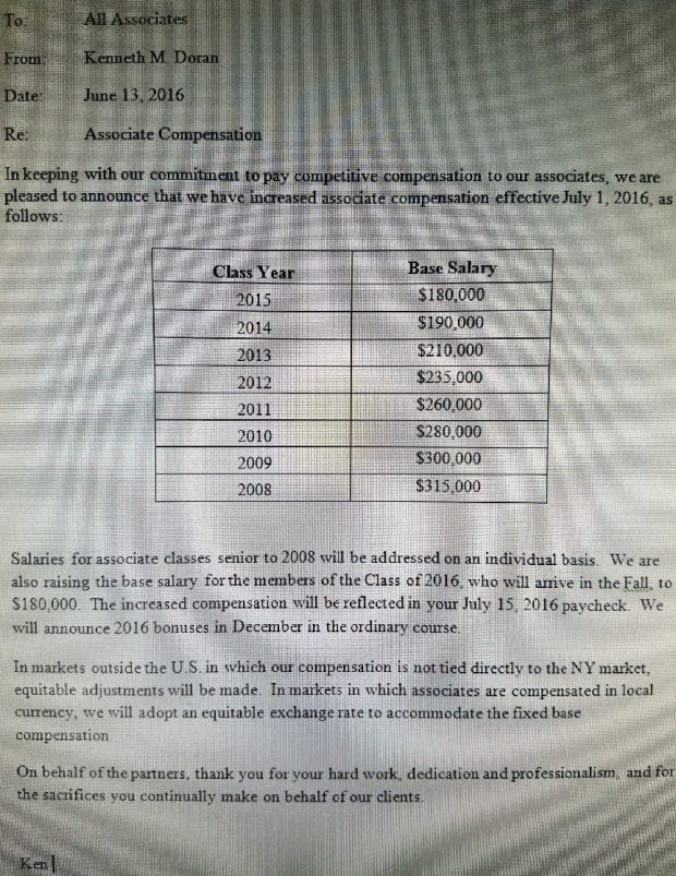 Gibson Dunn Salary Raise Memo 2016