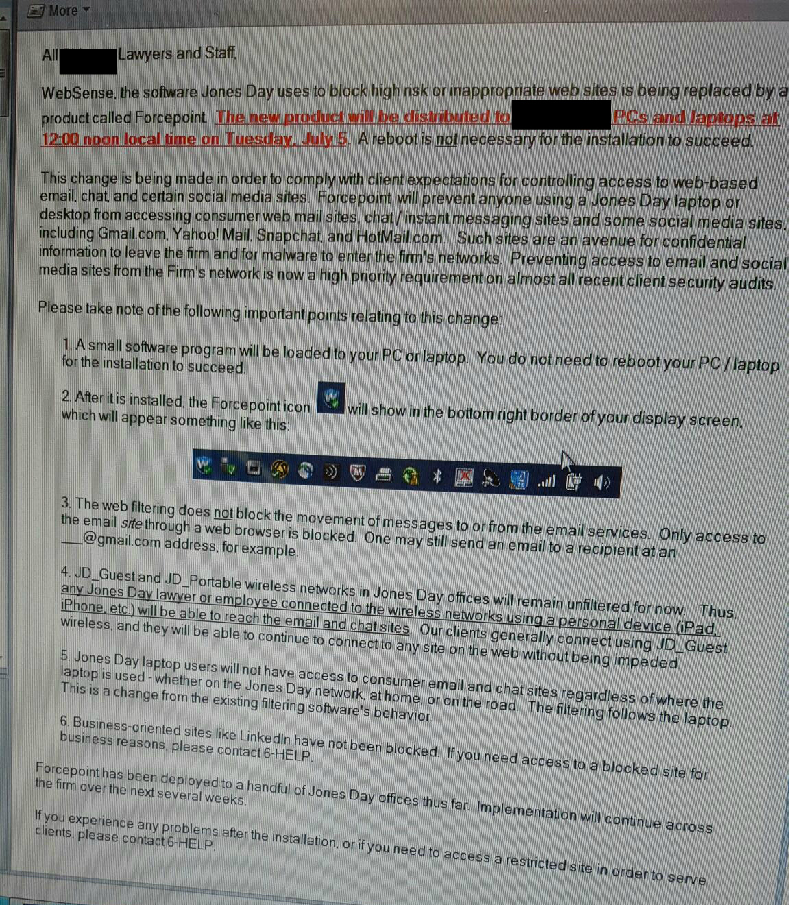 Jones Day email memo