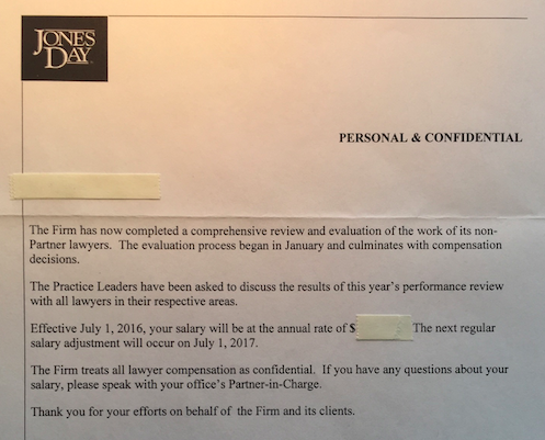 Jones Day form of pay raise memo