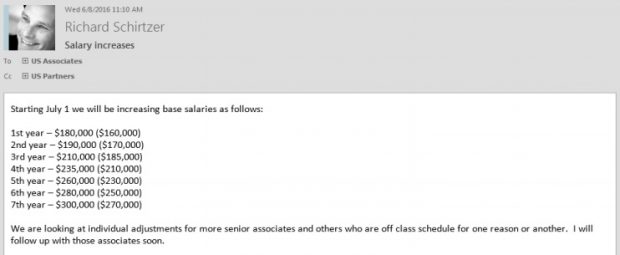 Quinn Emanuel Salary Raises 2016