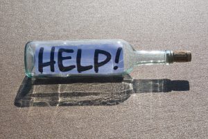 help message in wine bottle