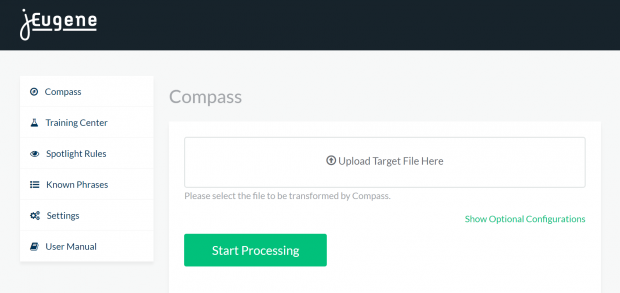 From the control panel, you can upload documents to analyze, upload training documents and set rules.