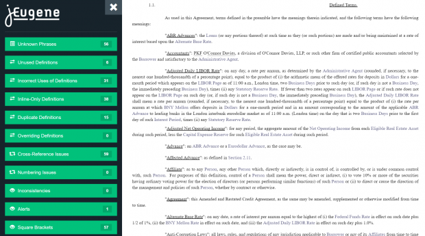 Menu bar on the left displays issues found in the document.