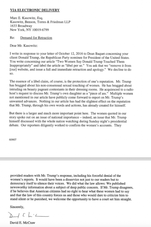 NYT Trump response Full