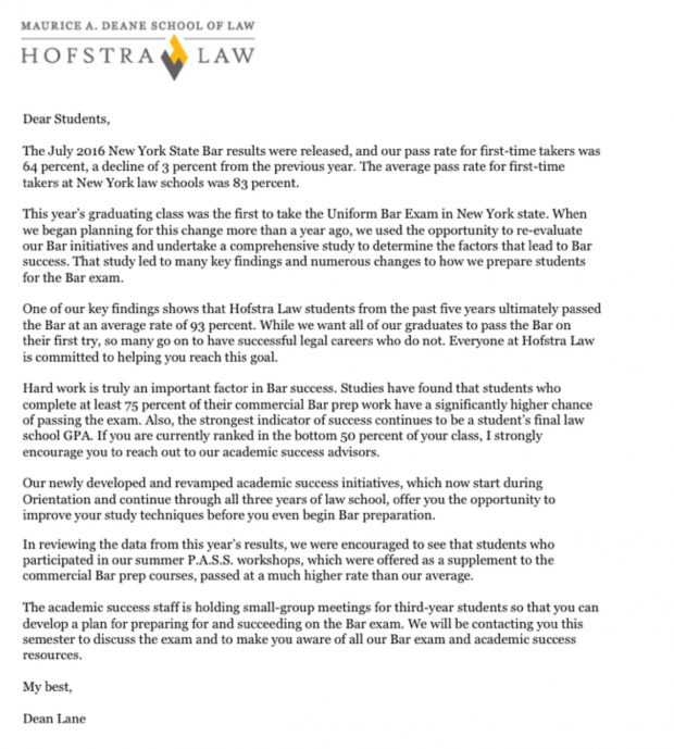 Hofstra Law NY Bar Pass Email