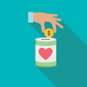 Charity And Donation Icon With Long Shadow