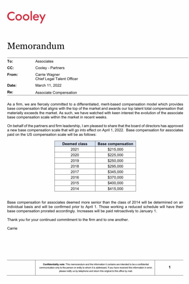 Cooley 2022 Cravath Match Memo