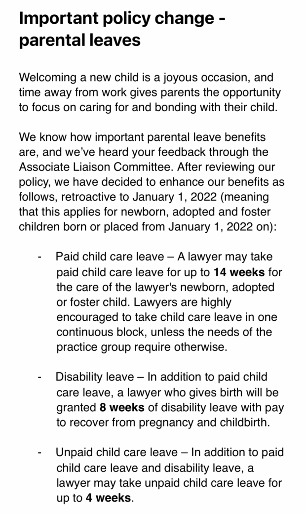 Ropes Parental Leave 2022