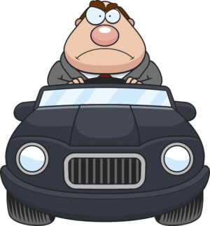 Cartoon Boss Driving Angry