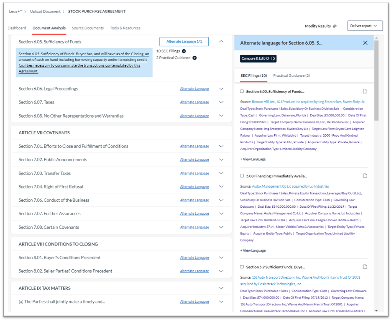 AA Screenshot Document Analysis Tab
