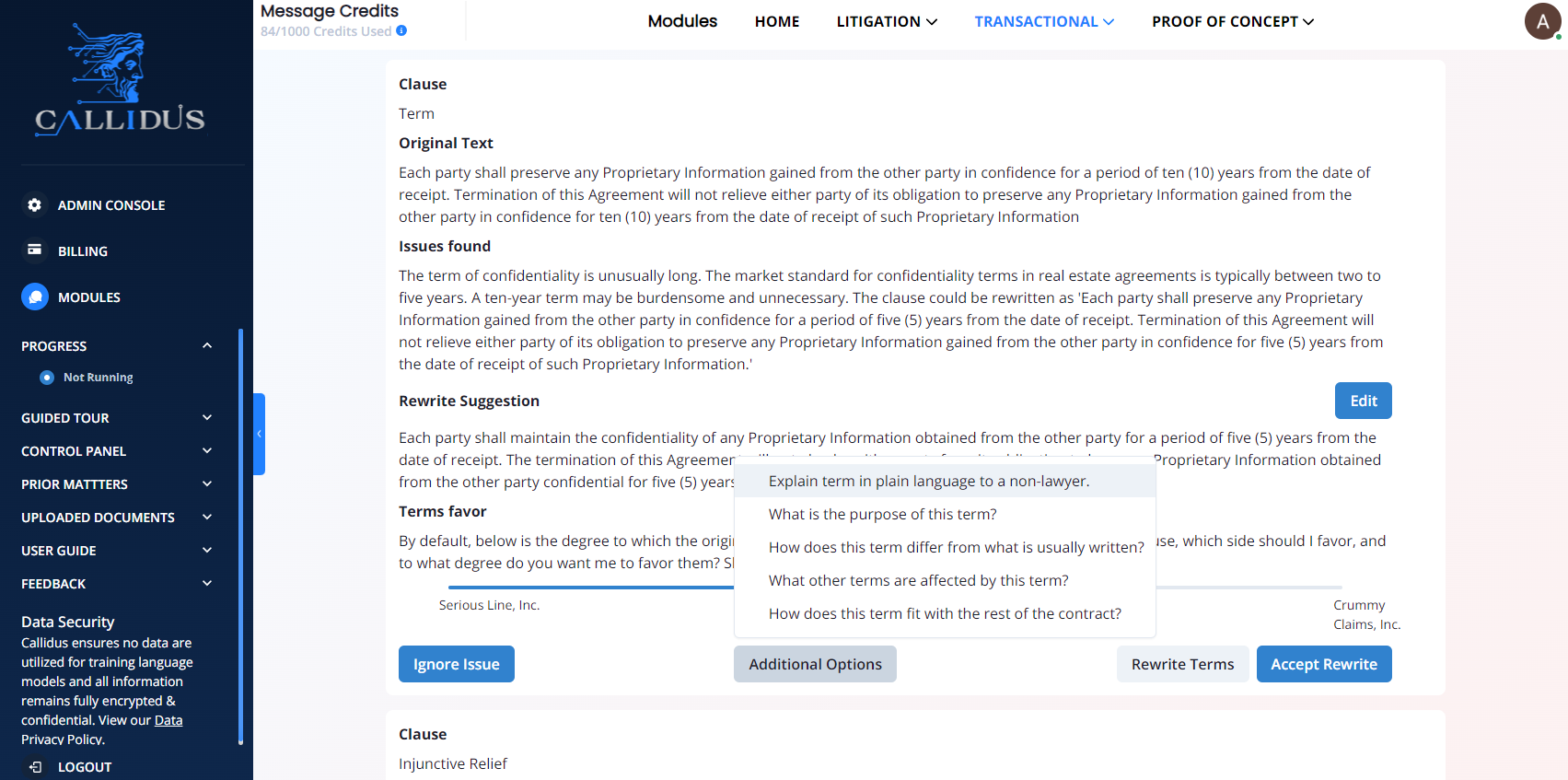review contract screenshot