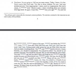 Transcript of threatening voice mail