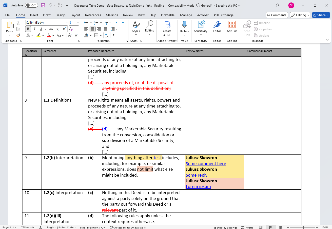 Draftable’s clean design speeds up redlining and departures tables for Lawyers in all areas of expertise.