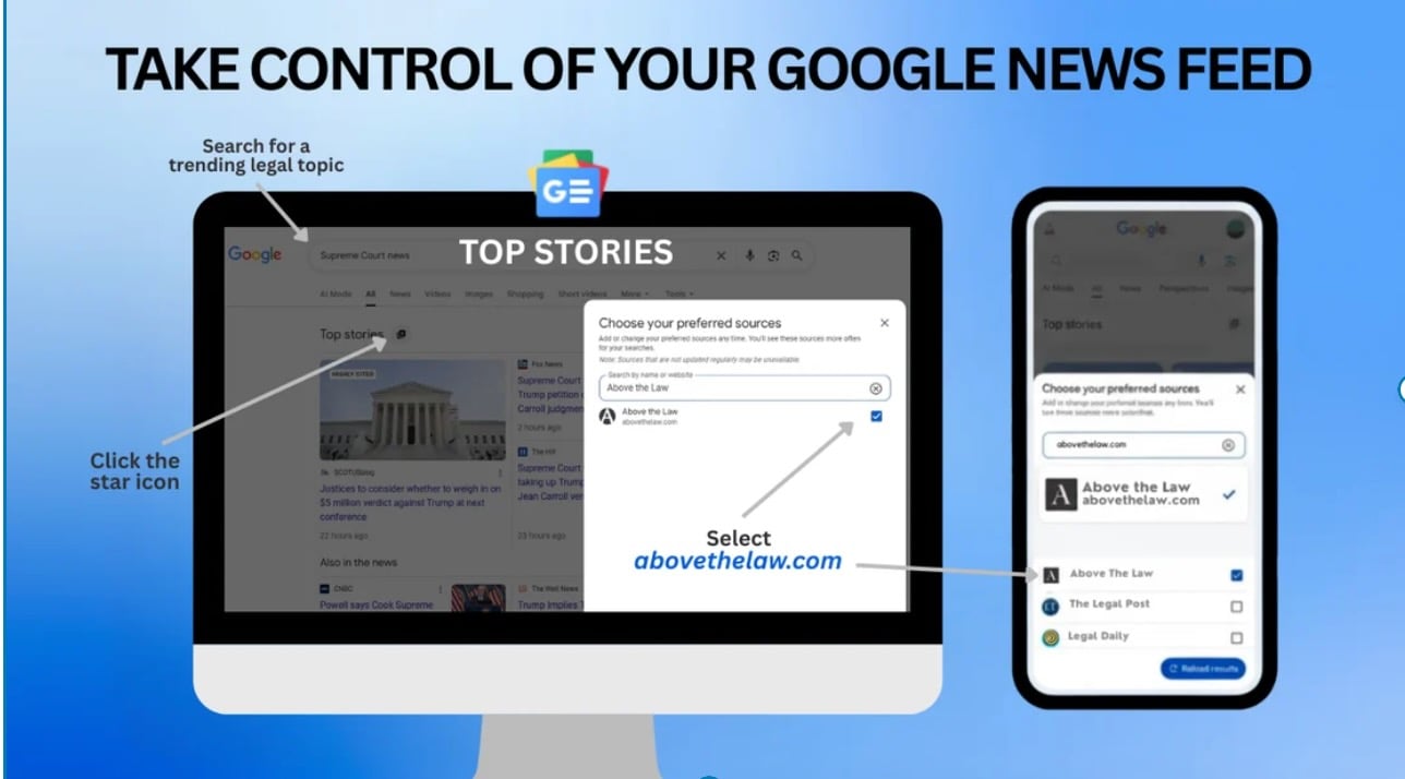 Take Control Of Your Legal News: Add Above The Law To Your Google Preferred Sources - Above the Law